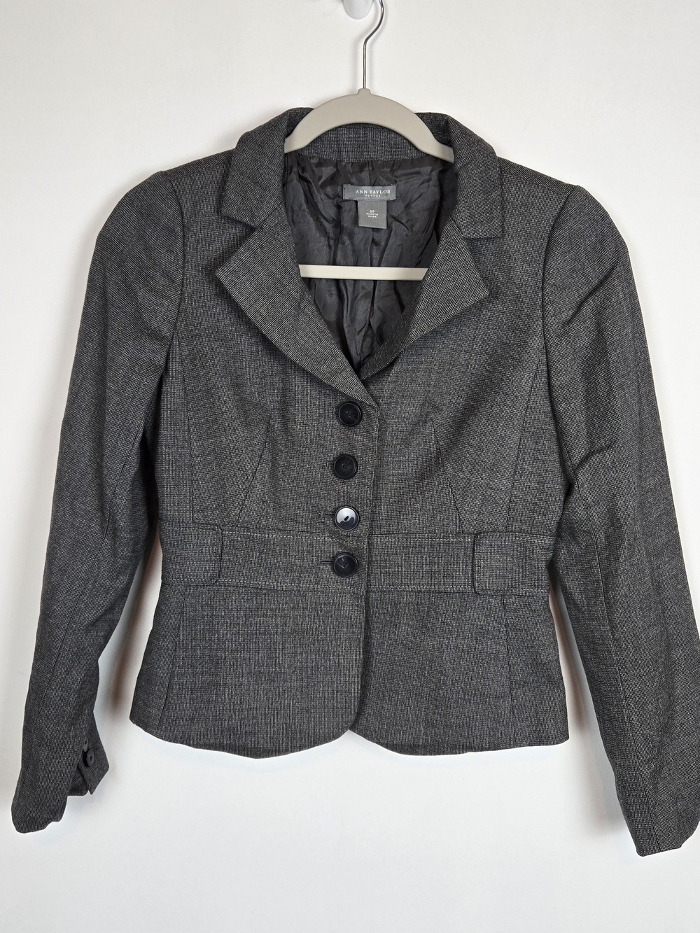 Ann Taylor Gray Wool-Blend Tailored Blazer